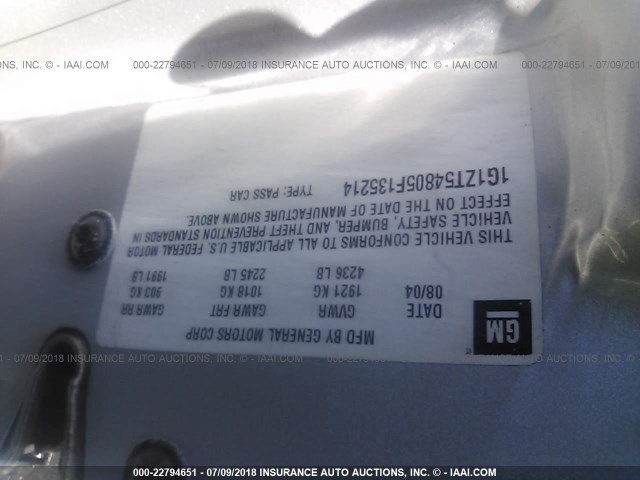 1G1ZT54805F135214 - 2005 CHEVROLET MALIBU LS ვერცხლისფერი ფოტო 9