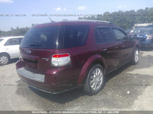 1FMDK06W58GA06642 - 2008 FORD TAURUS X LIMITED MAROON photo 4