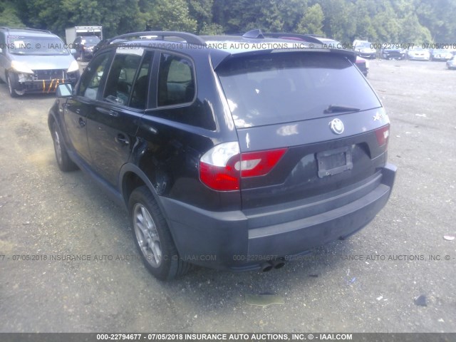 WBXPA73444WC43693 - 2004 BMW X3 2.5I BLACK photo 3