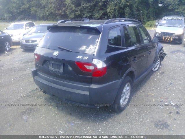 WBXPA73444WC43693 - 2004 BMW X3 2.5I BLACK photo 4