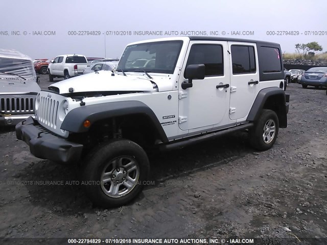 1C4BJWDG4EL253344 - 2014 JEEP WRANGLER UNLIMITE SPORT WHITE photo 2