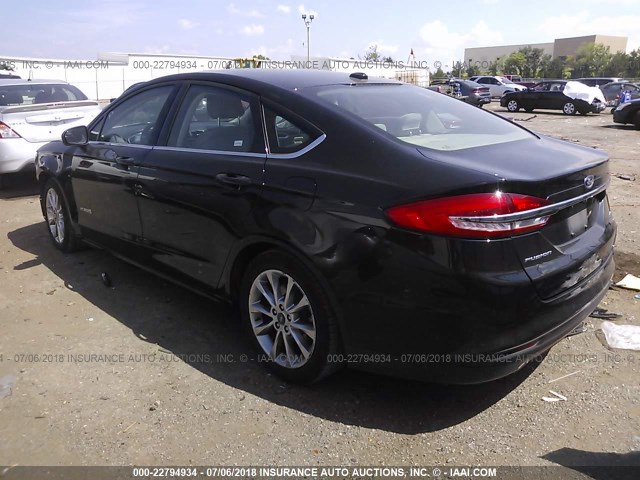 3FA6P0LU5HR223169 - 2017 FORD FUSION SE HYBRID BLACK photo 3