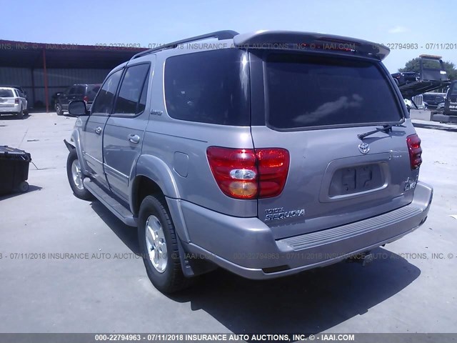 5TDZT38A62S078358 - 2002 TOYOTA SEQUOIA LIMITED GRAY photo 3