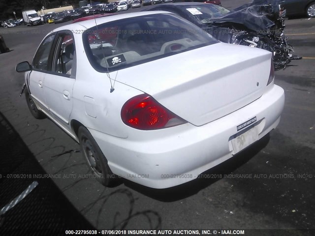 KNAFB121535252170 - 2003 KIA SPECTRA LS WHITE photo 3