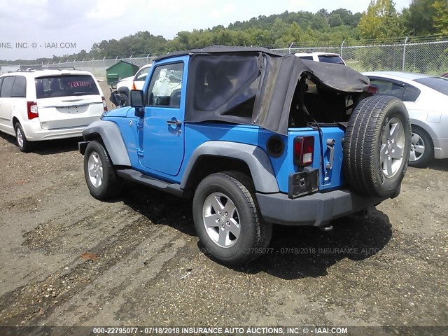 1J4AA2D11BL623381 - 2011 JEEP WRANGLER SPORT BLUE photo 3