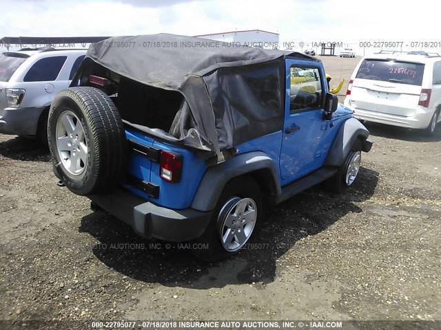 1J4AA2D11BL623381 - 2011 JEEP WRANGLER SPORT BLUE photo 4