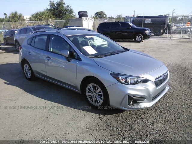 4S3GTAD69J3726112 - 2018 SUBARU IMPREZA PREMIUM PLUS SILVER photo 1