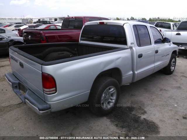 1B7GL2AN01S163412 - 2001 DODGE DAKOTA QUAD SILVER photo 4