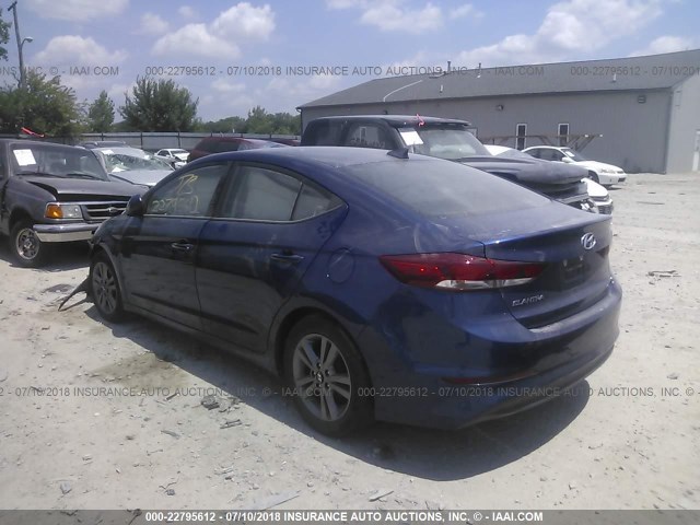 5NPD84LF8HH026264 - 2017 HYUNDAI ELANTRA SE/VALUE/LIMITED BLUE photo 3