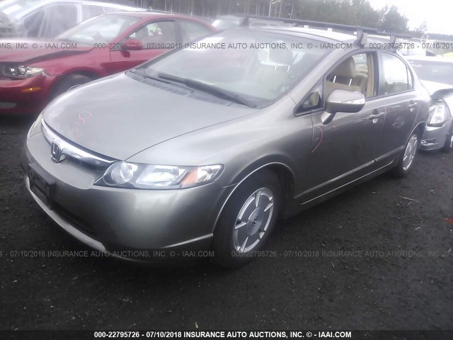 JHMFA36297S029110 - 2007 HONDA CIVIC HYBRID GRAY photo 2