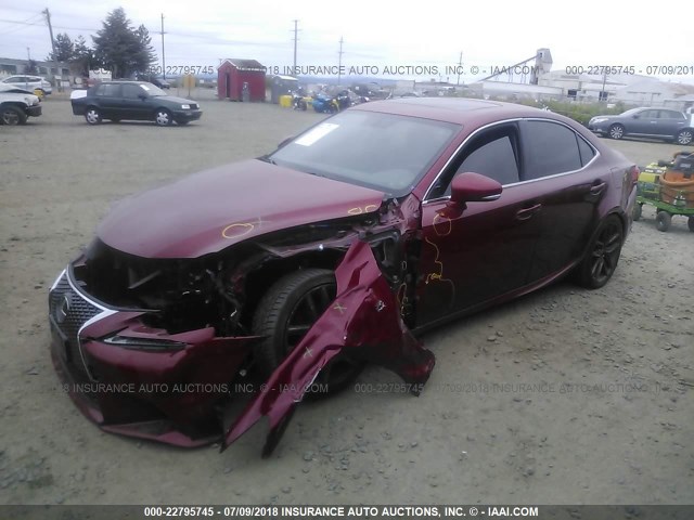 JTHBF1D20F5043840 - 2015 LEXUS IS 250 RED photo 2