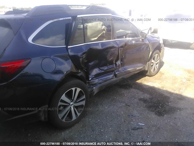 4S4BSANC3J3212012 - 2018 SUBARU OUTBACK 2.5I LIMITED BLUE photo 6