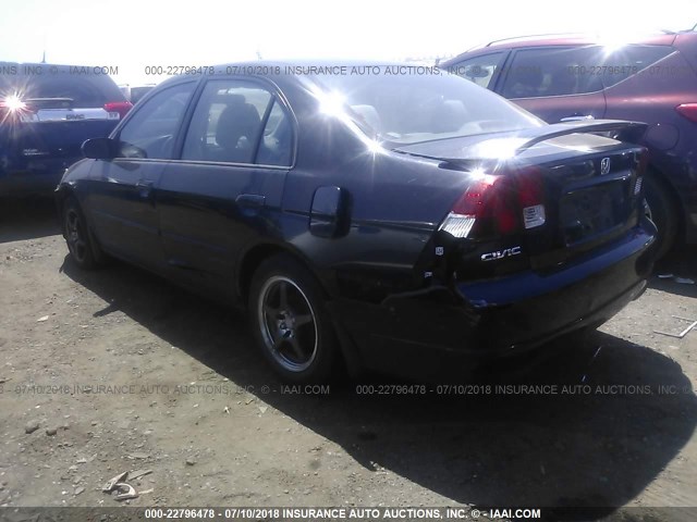 2HGES16535H605160 - 2005 HONDA CIVIC LX BLACK photo 3