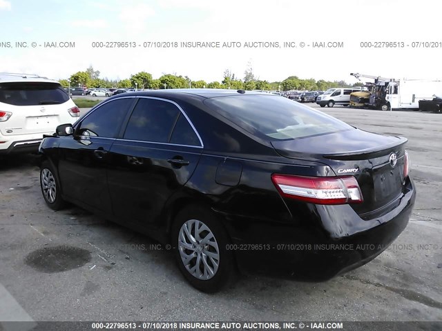 4T1BF3EK9BU130708 - 2011 TOYOTA CAMRY SE/LE/XLE BLACK photo 3