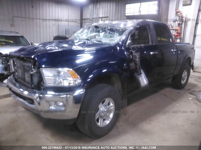 3C6UD5FL8CG260903 - 2012 DODGE RAM 2500 LARAMIE BLUE photo 2