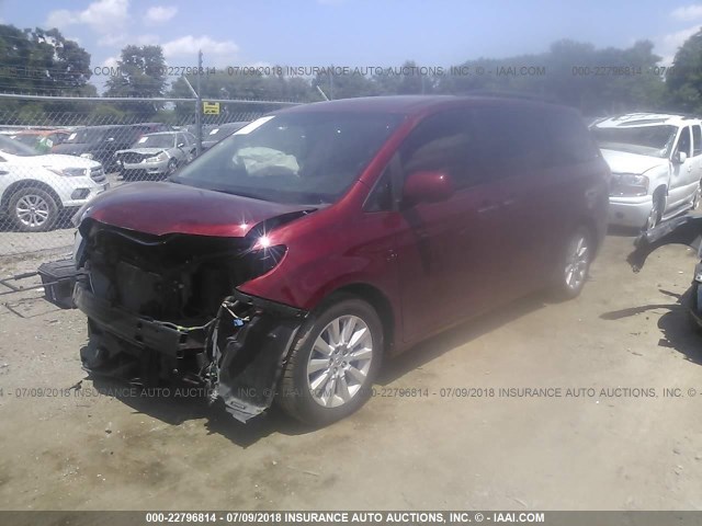 5TDYK3DC1BS145552 - 2011 TOYOTA SIENNA XLE/LIMITED MAROON photo 2