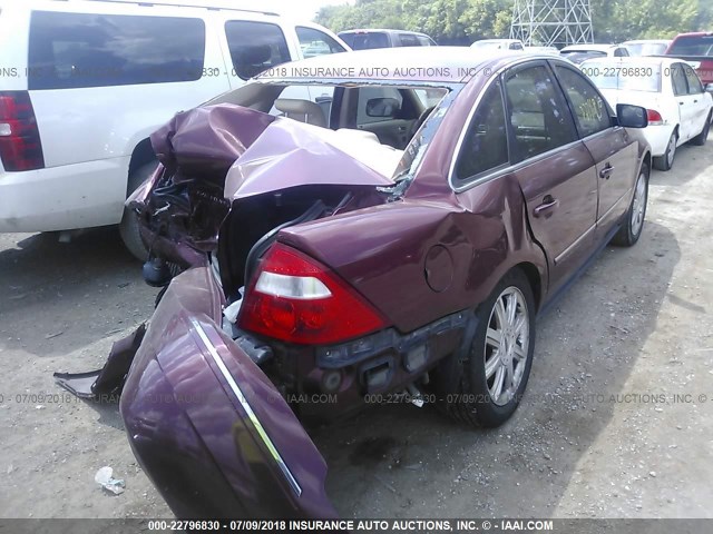 1FAFP28145G108057 - 2005 FORD FIVE HUNDRED LIMITED MAROON photo 4