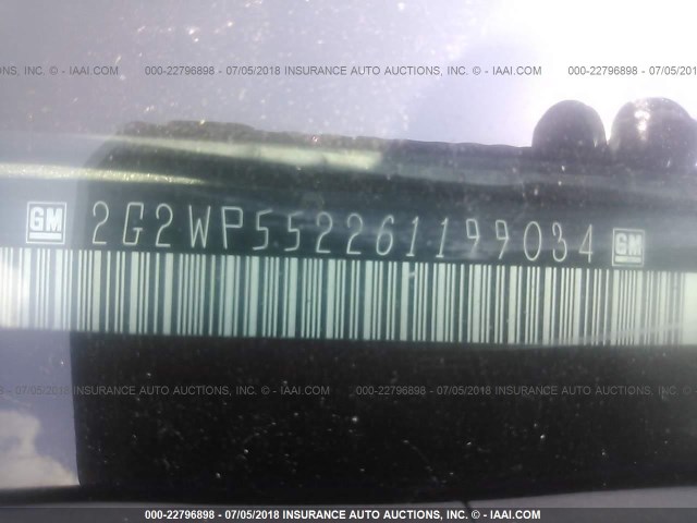 2G2WP552261199034 - 2006 PONTIAC GRAND PRIX SILVER photo 9