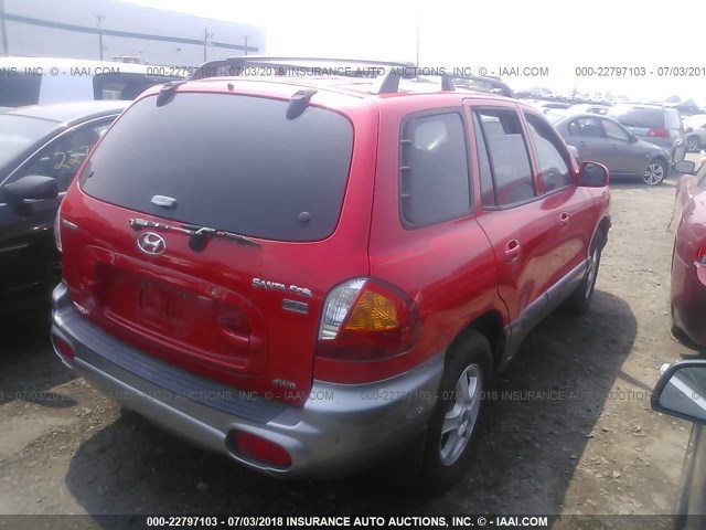 KM8SC73E63U495426 - 2003 HYUNDAI SANTA FE GLS/LX RED photo 4