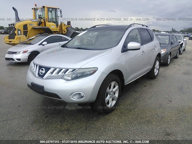 JN8AZ18U79W003564 - 2009 NISSAN MURANO S/SL SILVER photo 2