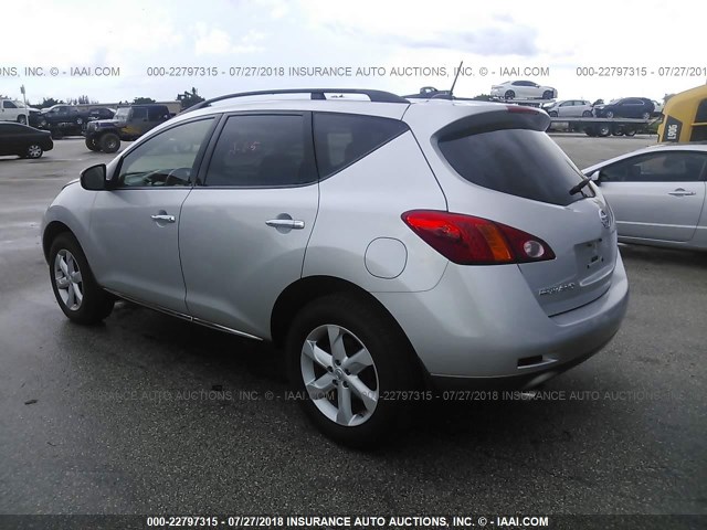 JN8AZ18U79W003564 - 2009 NISSAN MURANO S/SL SILVER photo 3