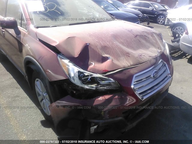 4S4BSAEC0F3227235 - 2015 SUBARU OUTBACK 2.5I PREMIUM RED photo 6