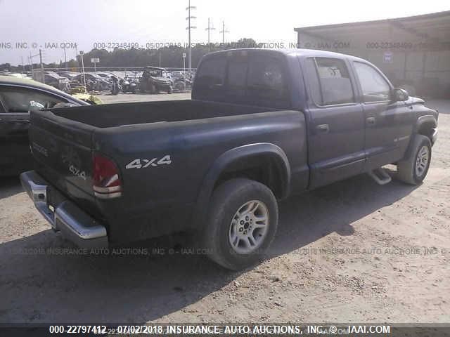 1B7GG2AX71S154860 - 2001 DODGE DAKOTA QUAD BLUE photo 4