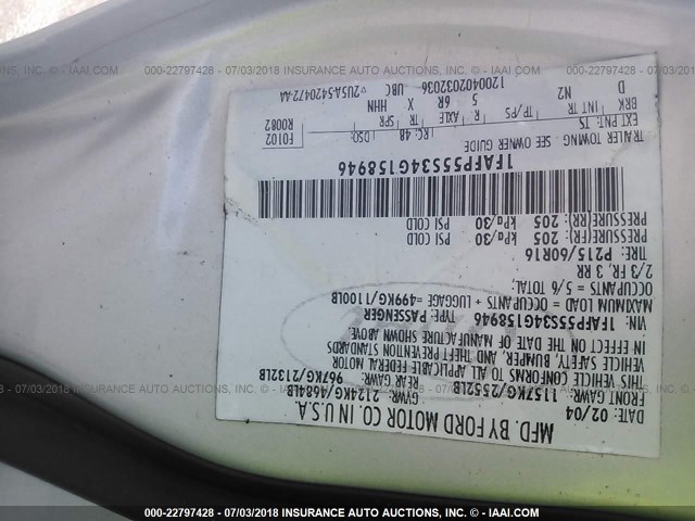 1FAFP55S34G158946 - 2004 FORD TAURUS SES SILVER photo 9