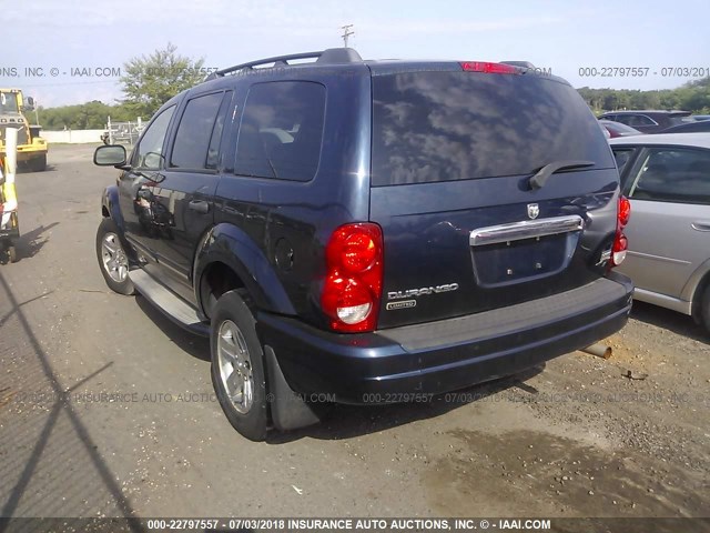 1D4HB58D75F544553 - 2005 DODGE DURANGO LIMITED BLUE photo 3