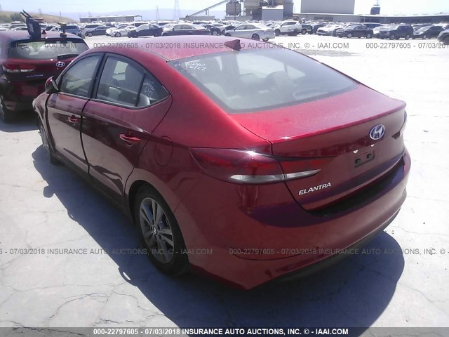 5NPD84LF6JH306464 - 2018 HYUNDAI ELANTRA SEL/VALUE/LIMITED RED photo 3