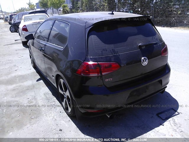 3VWYT7AU0FM093979 - 2015 VOLKSWAGEN GTI BLACK photo 3