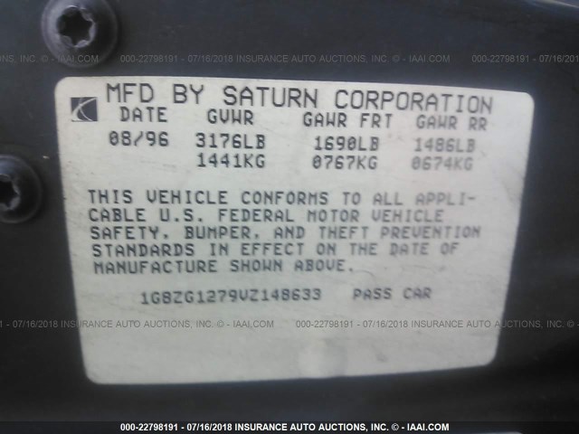 1G8ZG1279VZ148633 - 1997 SATURN SC2 GOLD photo 9
