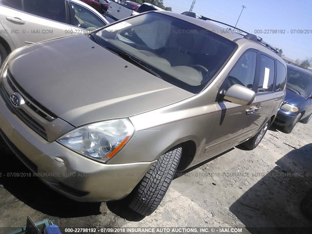 KNDMB233X86265515 - 2008 KIA SEDONA EX/LX GOLD photo 2