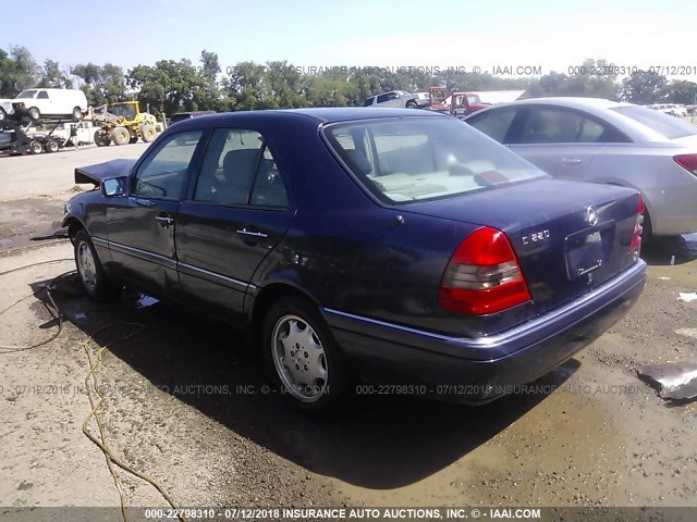 WDBHA22E2TF398283 - 1996 MERCEDES-BENZ C 220 BLUE photo 3