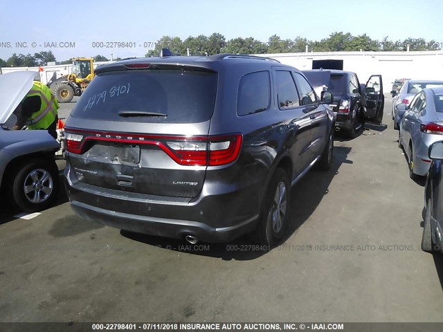 1C4RDJDG8FC927456 - 2015 DODGE DURANGO LIMITED GRAY photo 4