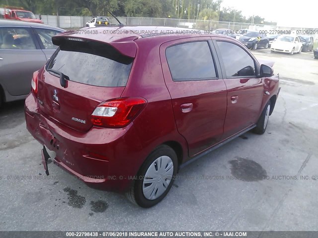 ML32A3HJ7HH008780 - 2017 MITSUBISHI MIRAGE ES RED photo 4