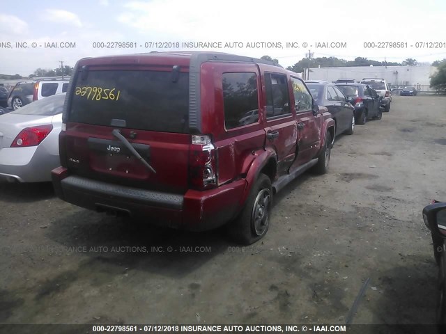 1J8HG48N76C229362 - 2006 JEEP COMMANDER RED photo 4
