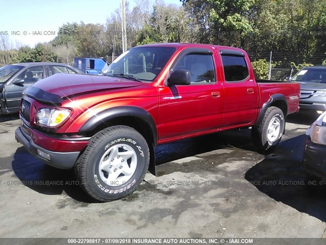 5TEHN72N22Z889666 - 2002 TOYOTA TACOMA DOUBLE CAB RED photo 2