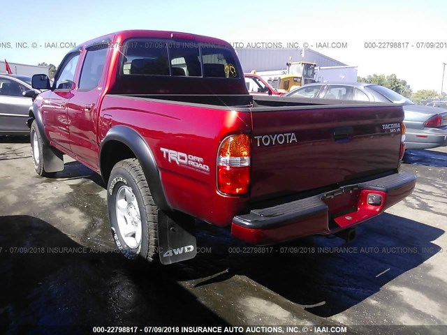 5TEHN72N22Z889666 - 2002 TOYOTA TACOMA DOUBLE CAB 红色 照片 3