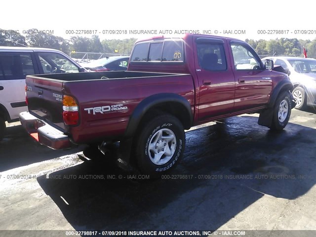 5TEHN72N22Z889666 - 2002 TOYOTA TACOMA DOUBLE CAB 红色 照片 4