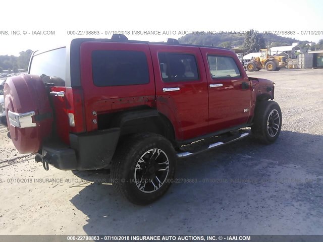 5GTDN13EX78172217 - 2007 HUMMER H3 RED photo 4