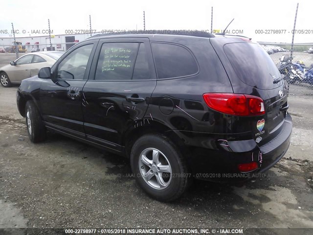 5NMSG73D58H156378 - 2008 HYUNDAI SANTA FE GLS BLACK photo 3