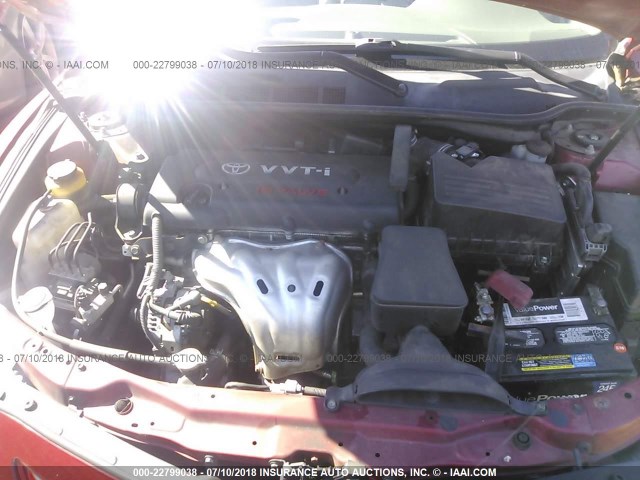 4T1BE46K58U210152 - 2008 TOYOTA CAMRY CE/LE/XLE/SE RED photo 10