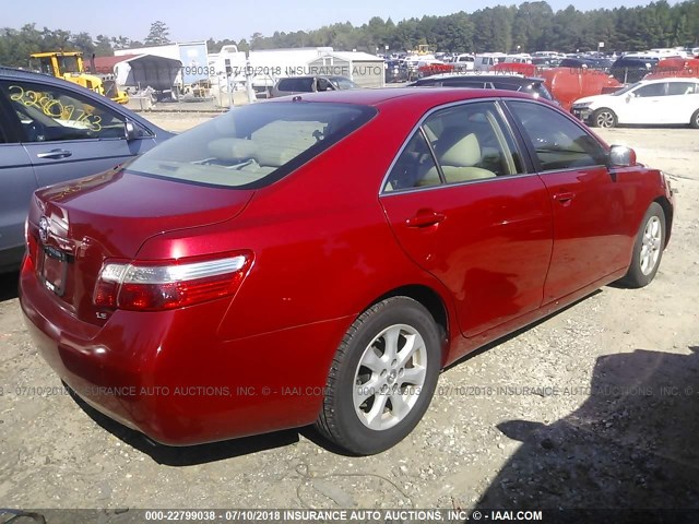 4T1BE46K58U210152 - 2008 TOYOTA CAMRY CE/LE/XLE/SE RED photo 4