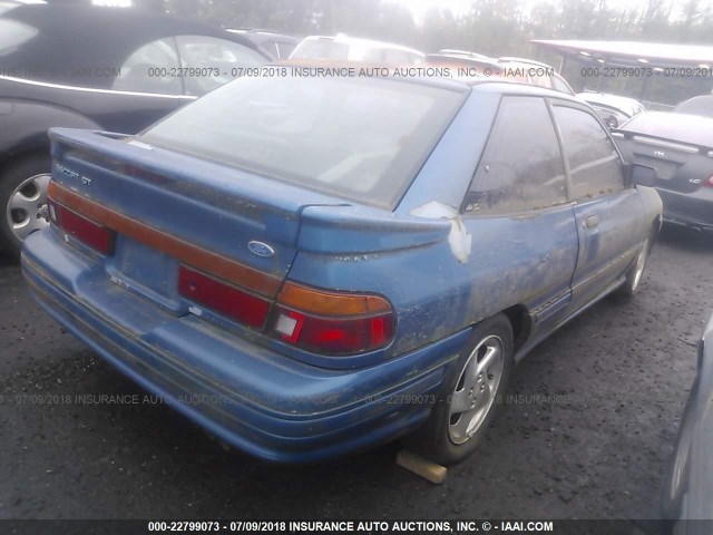 1FAPP1284MW117768 - 1991 FORD ESCORT GT BLUE photo 4