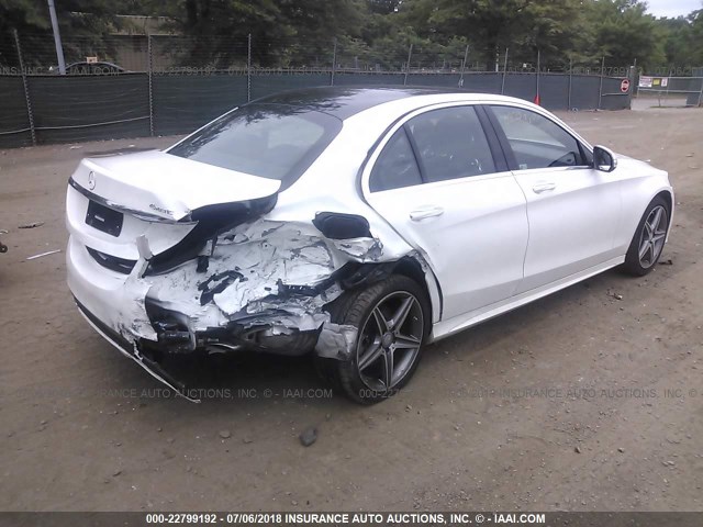 55SWF4KB9FU009822 - 2015 MERCEDES-BENZ C 300 4MATIC WHITE photo 4