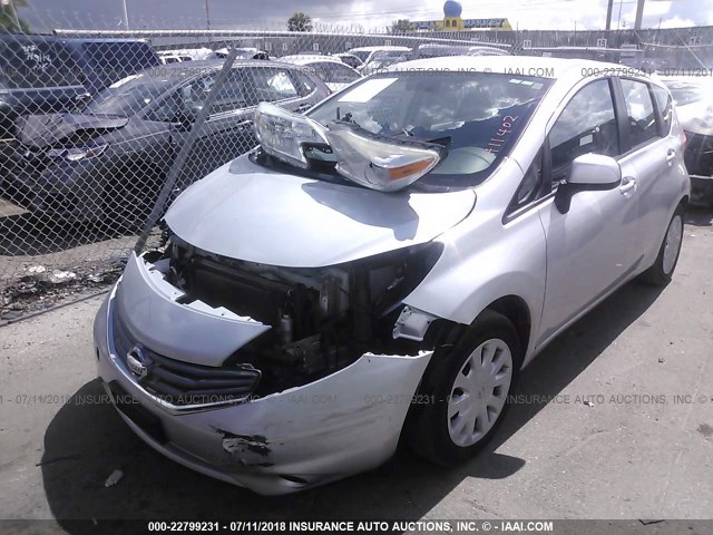 3N1CE2CP2EL411402 - 2014 NISSAN VERSA NOTE S/S PLUS/SV/SL SILVER photo 2