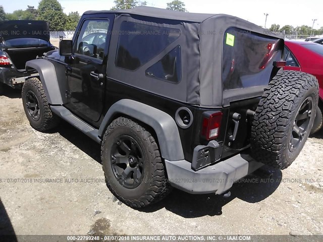 1C4AJWAG9CL247097 - 2012 JEEP WRANGLER SPORT BLACK photo 3