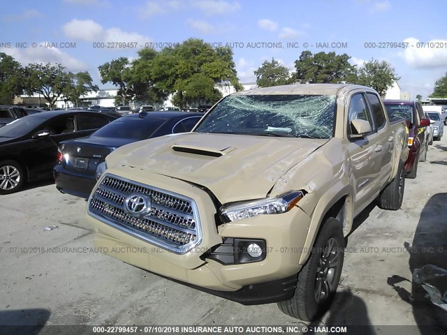 5TFAZ5CN1GX017261 - 2016 TOYOTA TACOMA DBL CAB/SR5/TRD SPORT/OR TAN photo 2