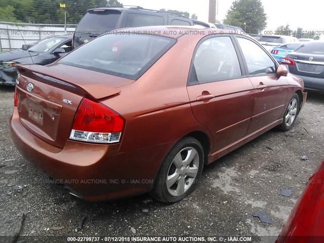 KNAFE221395027073 - 2009 KIA SPECTRA EX/LX/SX ORANGE photo 4